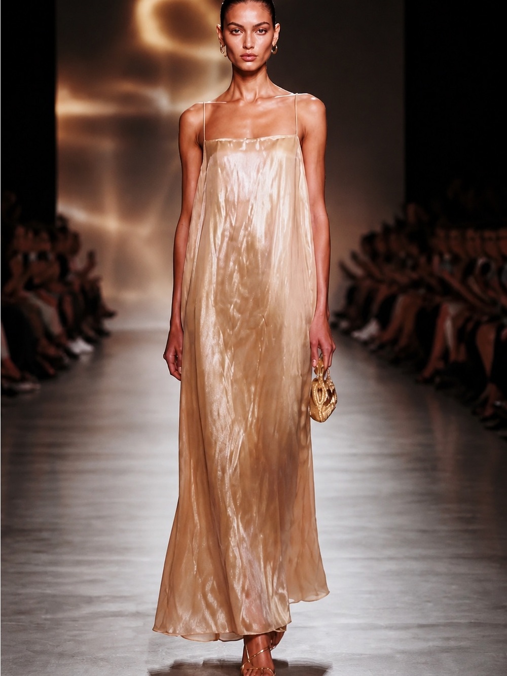 STAUD Delfina Rose Gold Maxi Dress